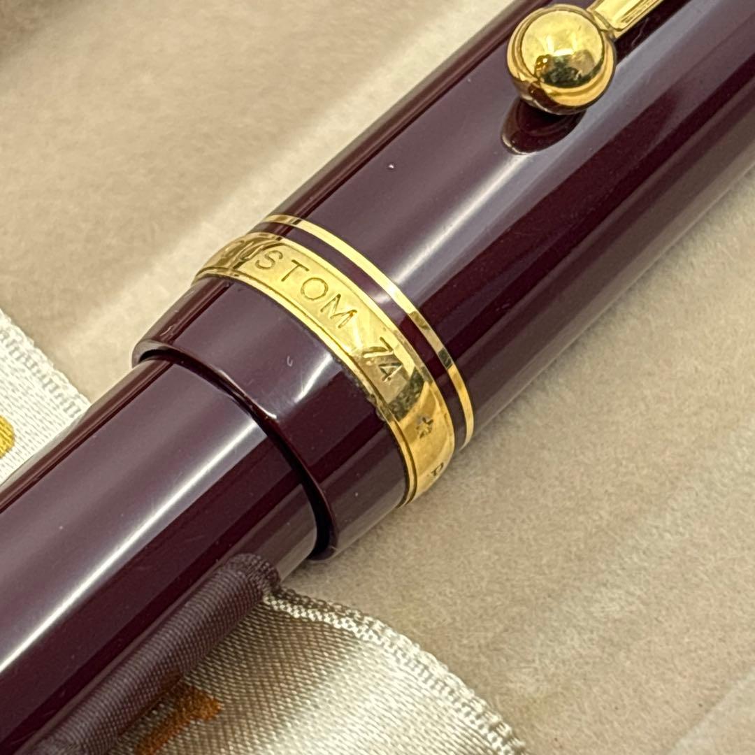 PILOT カスタム74 万年筆 14K 585 赤 ボルドー 筆記可 インク付