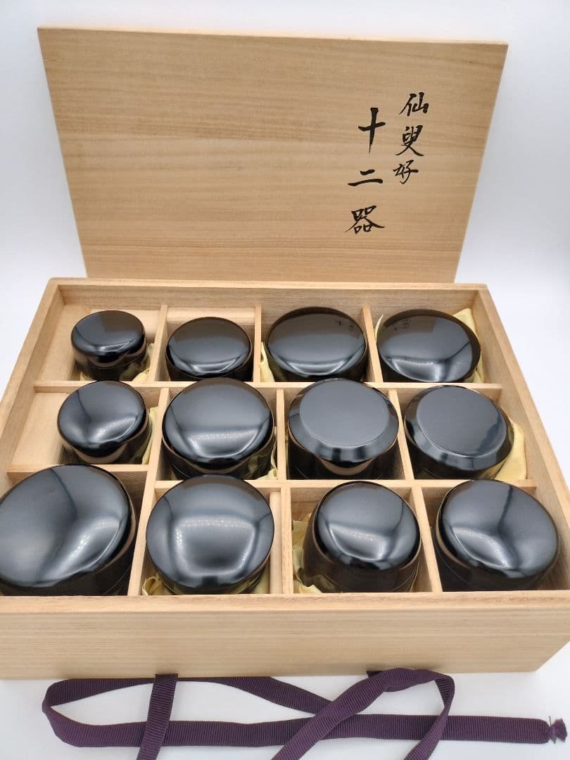 b36 仙叟好 十二器棗 中谷秀斉 木箱入 茶道具 古物