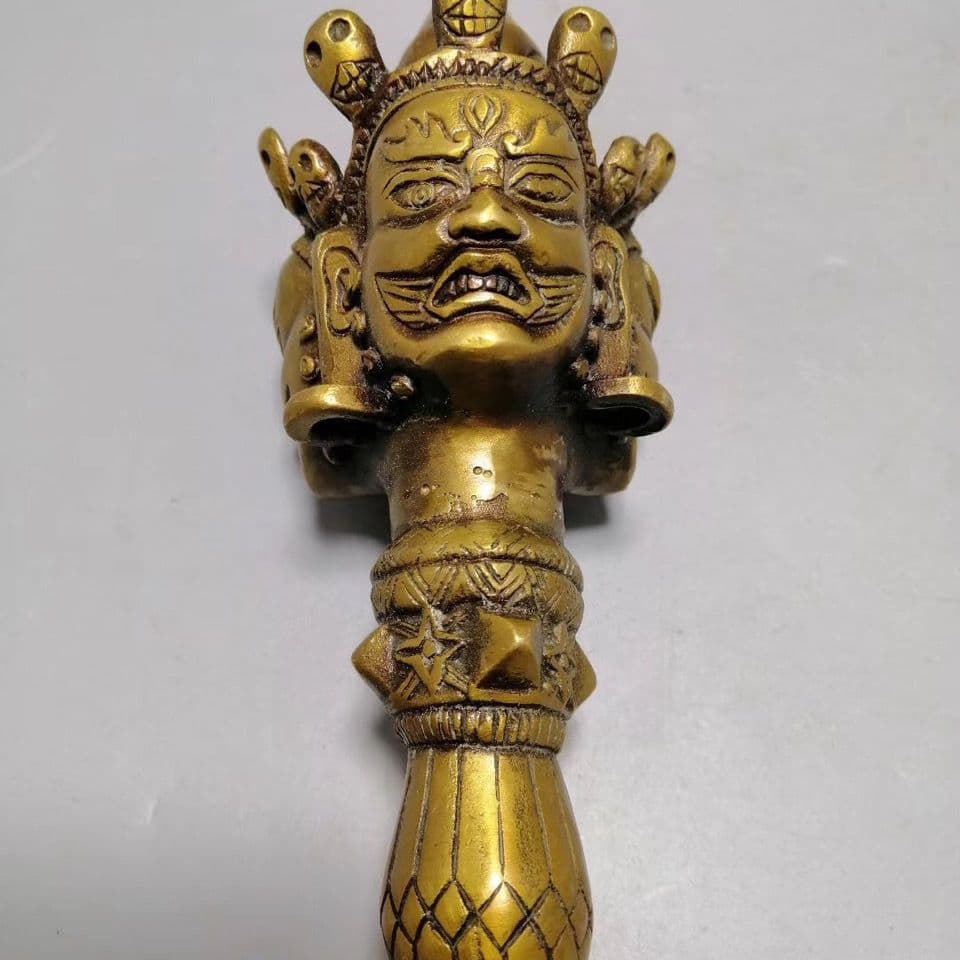 仏教美術 法器 馬頭明王三面普巴杵 降魔杵 辟邪 開運 風水招財 置物工芸品