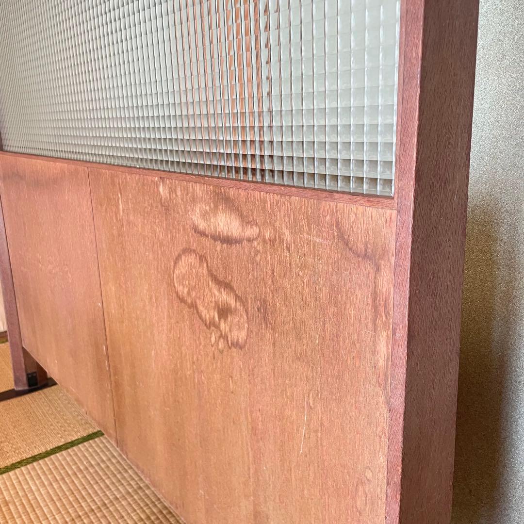 稀少 チェッカーガラス 木製フレームの間仕切り ヴィンテージ カフェ風