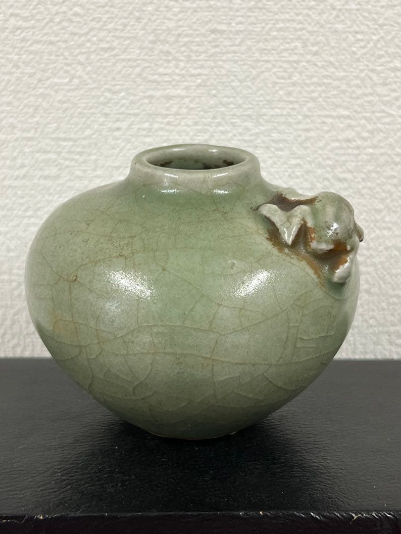 中国明時代 龍泉窯青磁水盂 文房具 胴直径約9.5㎝ BL2-4