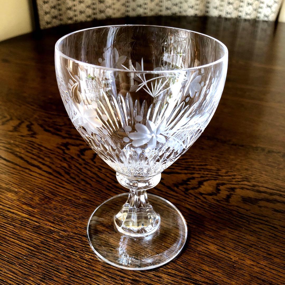 ボヘミアガラス エーゲルマン パネルグラス ワイングラス ロゼ 金彩