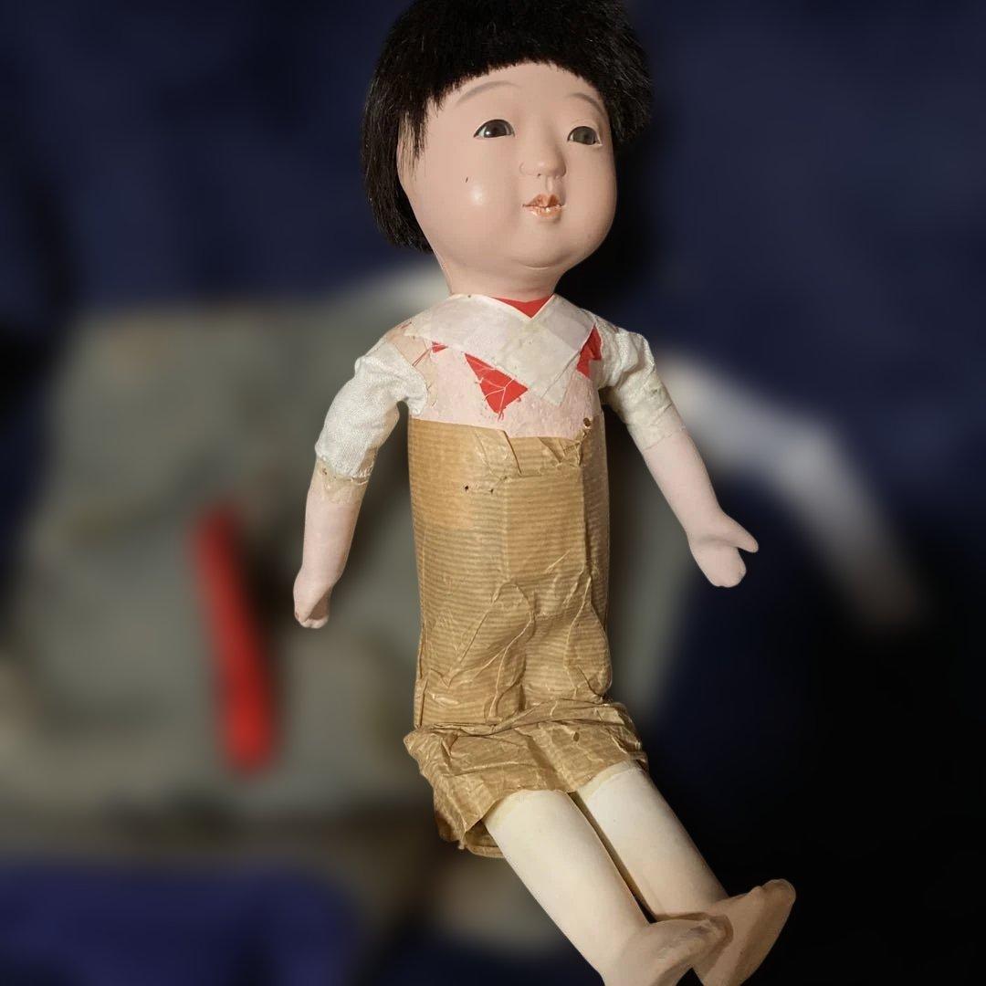 マ様おまとめ 市松人形 2体 男の子と女の子 鳴き 正絹縮緬着物の通販は