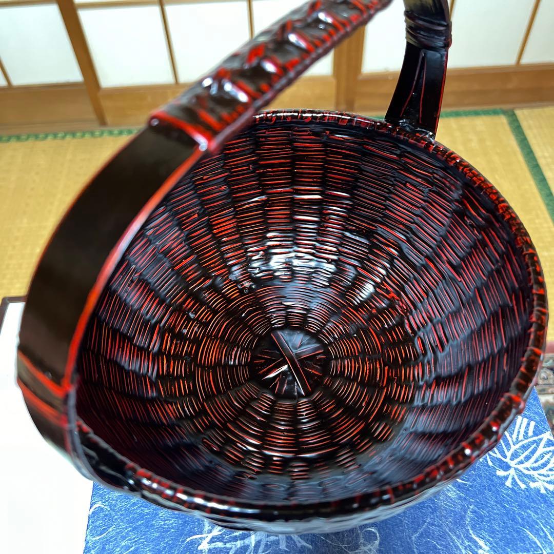 久留米 九藍 手付盛籠 九州籃胎漆器 らんたいバスケット 竹籠 漆器
