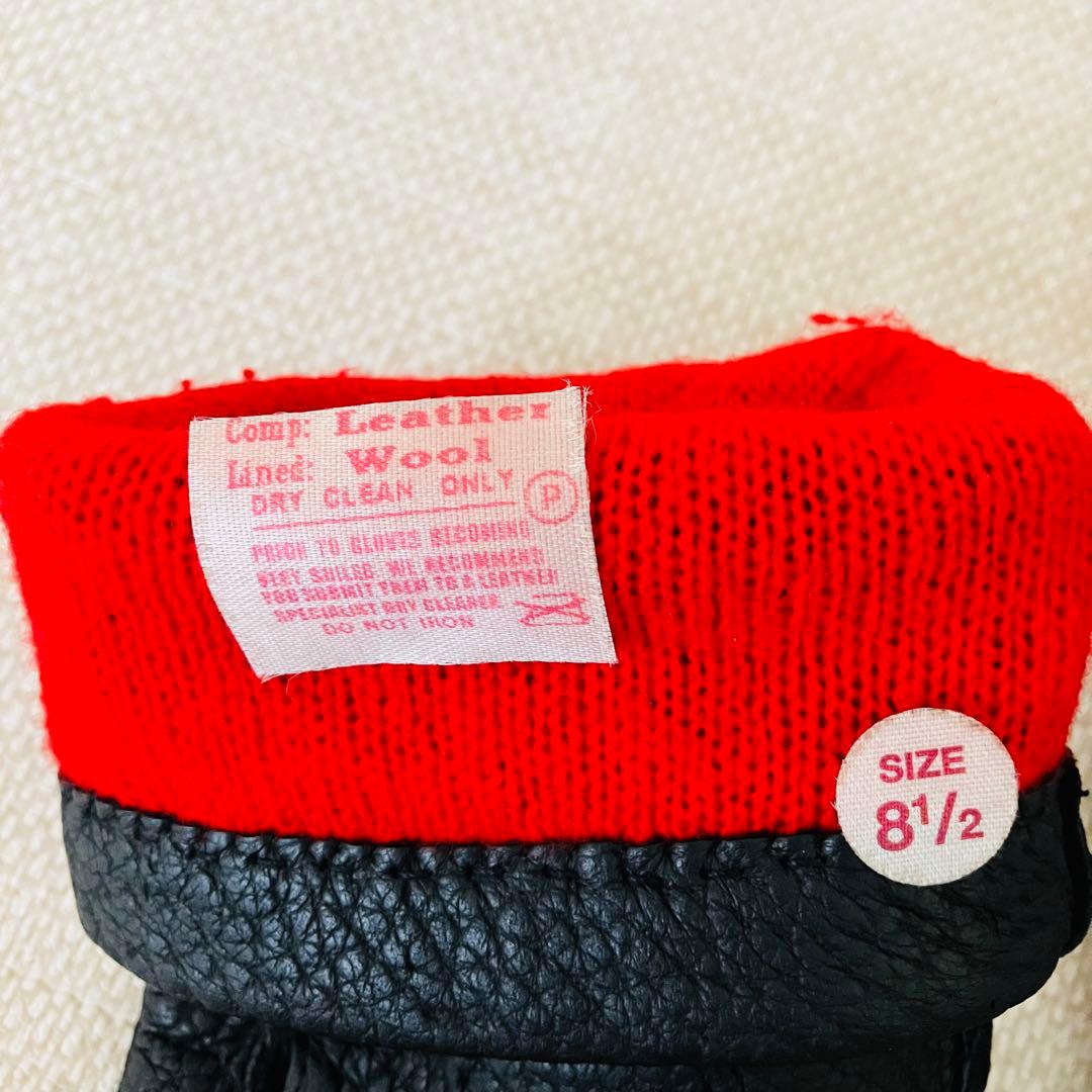 美品】デンツ ディアスキン グローブ ウールライニング レッド レザー 8.5