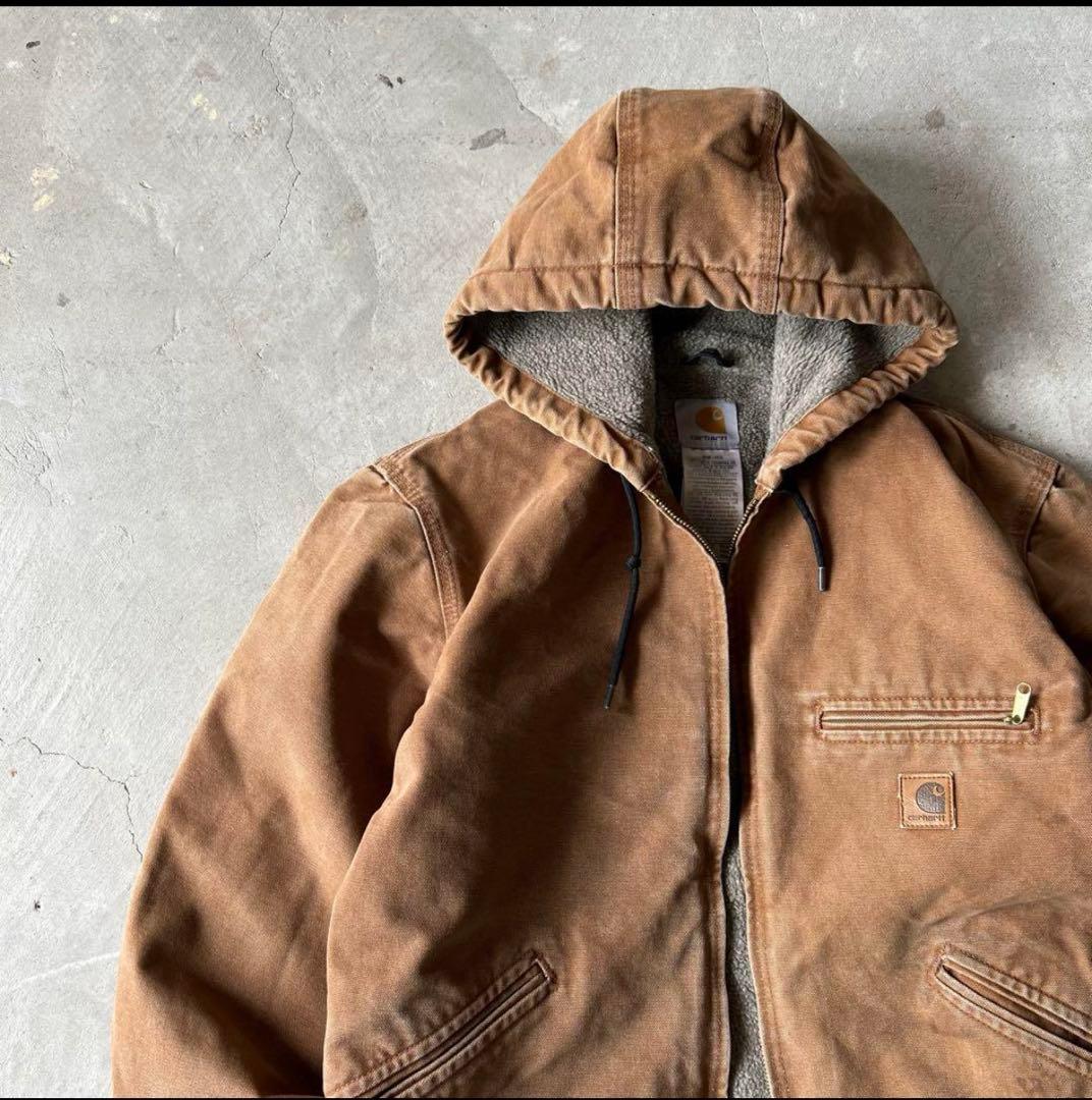 裏ボア雰囲気抜群】carharttアクティブジャケットジップパーカー山田レン.