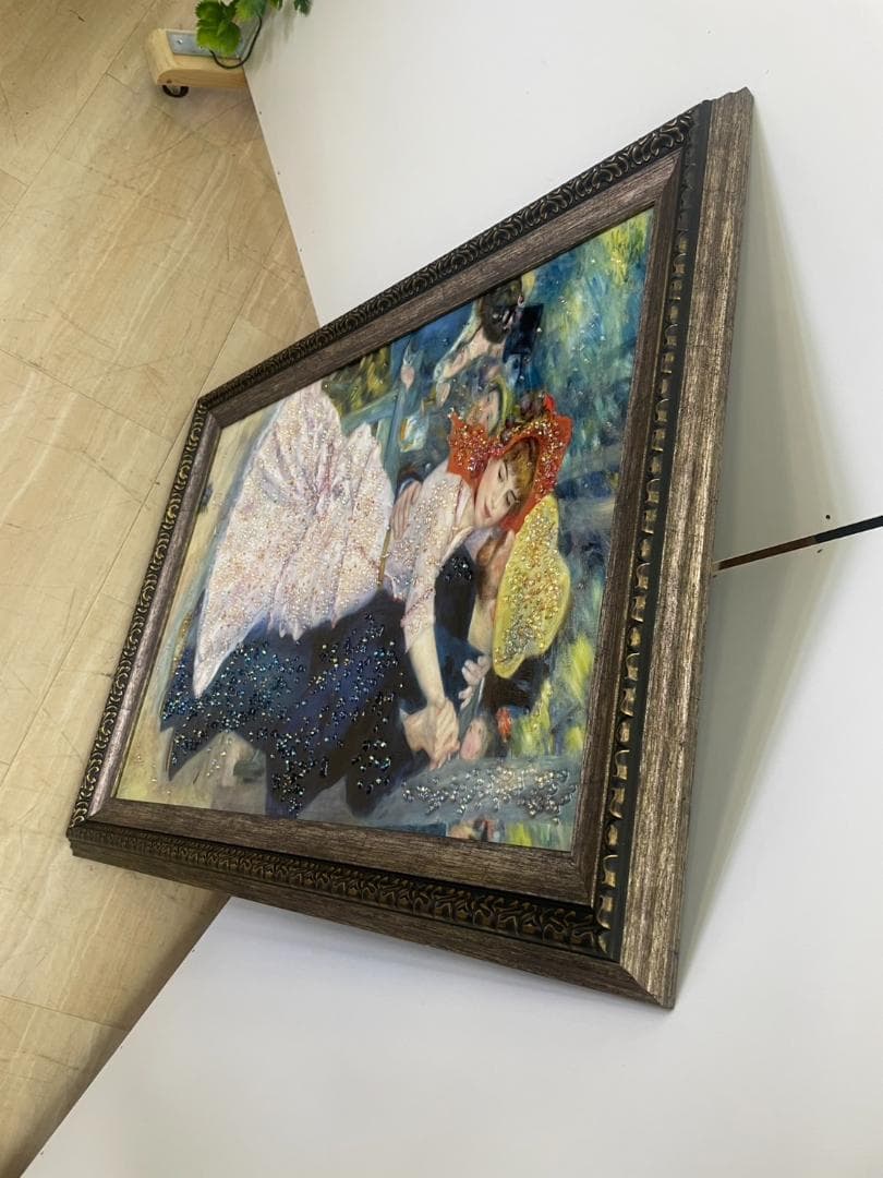 ルノワール　ブージヴァルのダンス　水晶絵　絵画　額縁　アート　壁掛け　名画　額絵