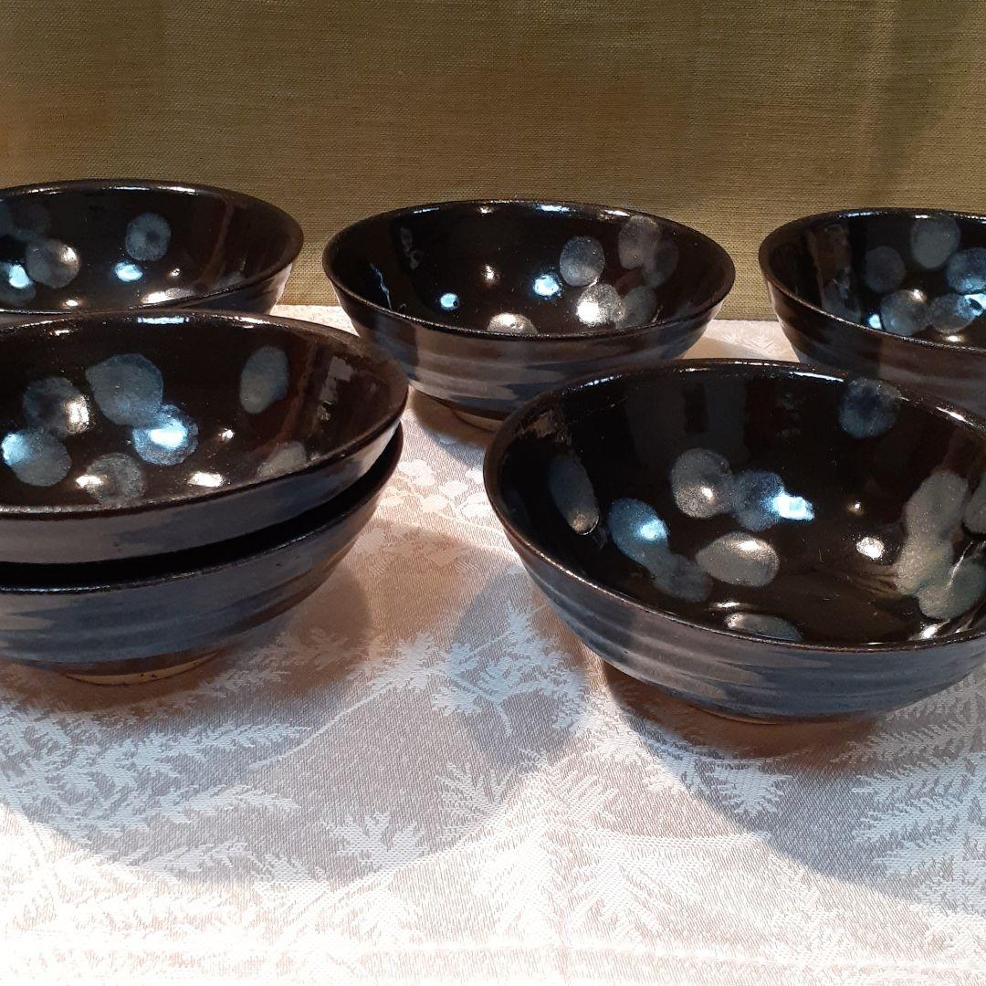 故、加藤仁作油滴天目碗6客揃