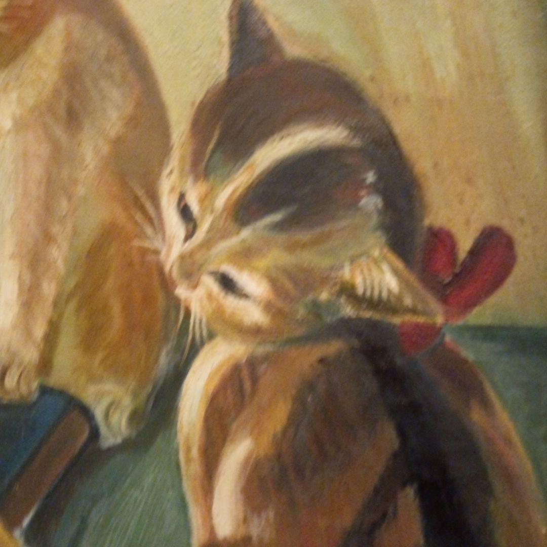 戦前後〜昭和３０年代当時物横幅６９Ｘ縦６２Ｘ厚さ４センチ可愛いらしい構図油絵品