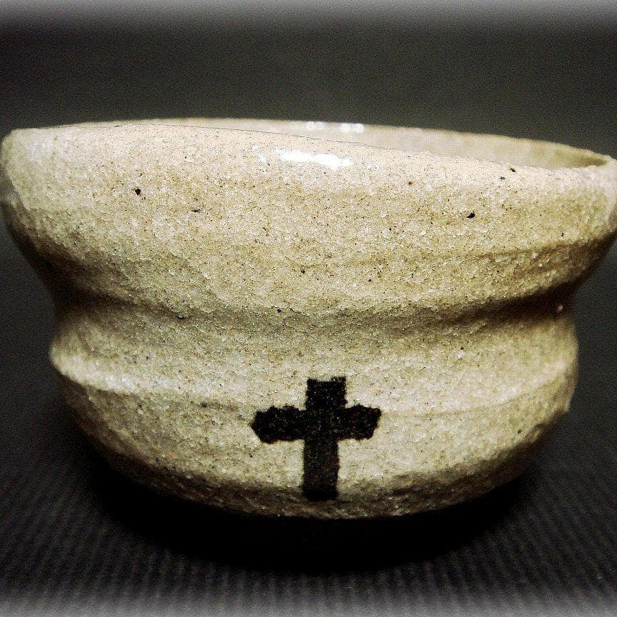 me408⑰『唐津 十字紋 ぐい呑』 /骨董品 古美術 古道具 アンティーク