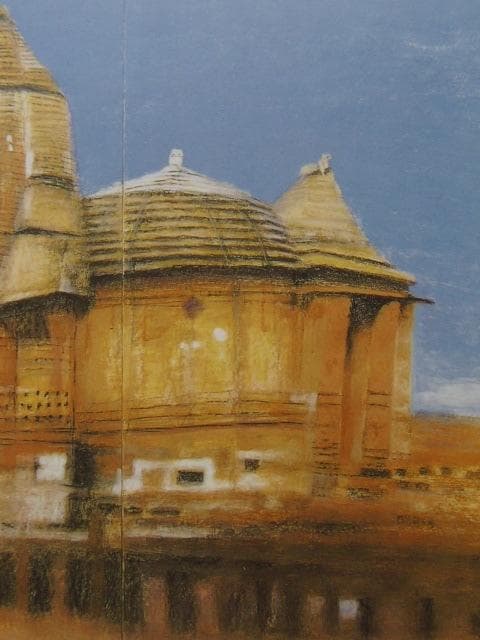 秋野不矩、【リンガラージヤ寺院】、希少な額装用画集より、新品額装付