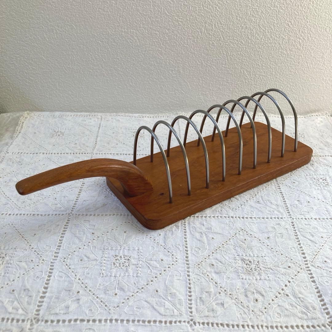 北欧ヴィンテージチークのトーストスタンドブックスタンドやカード