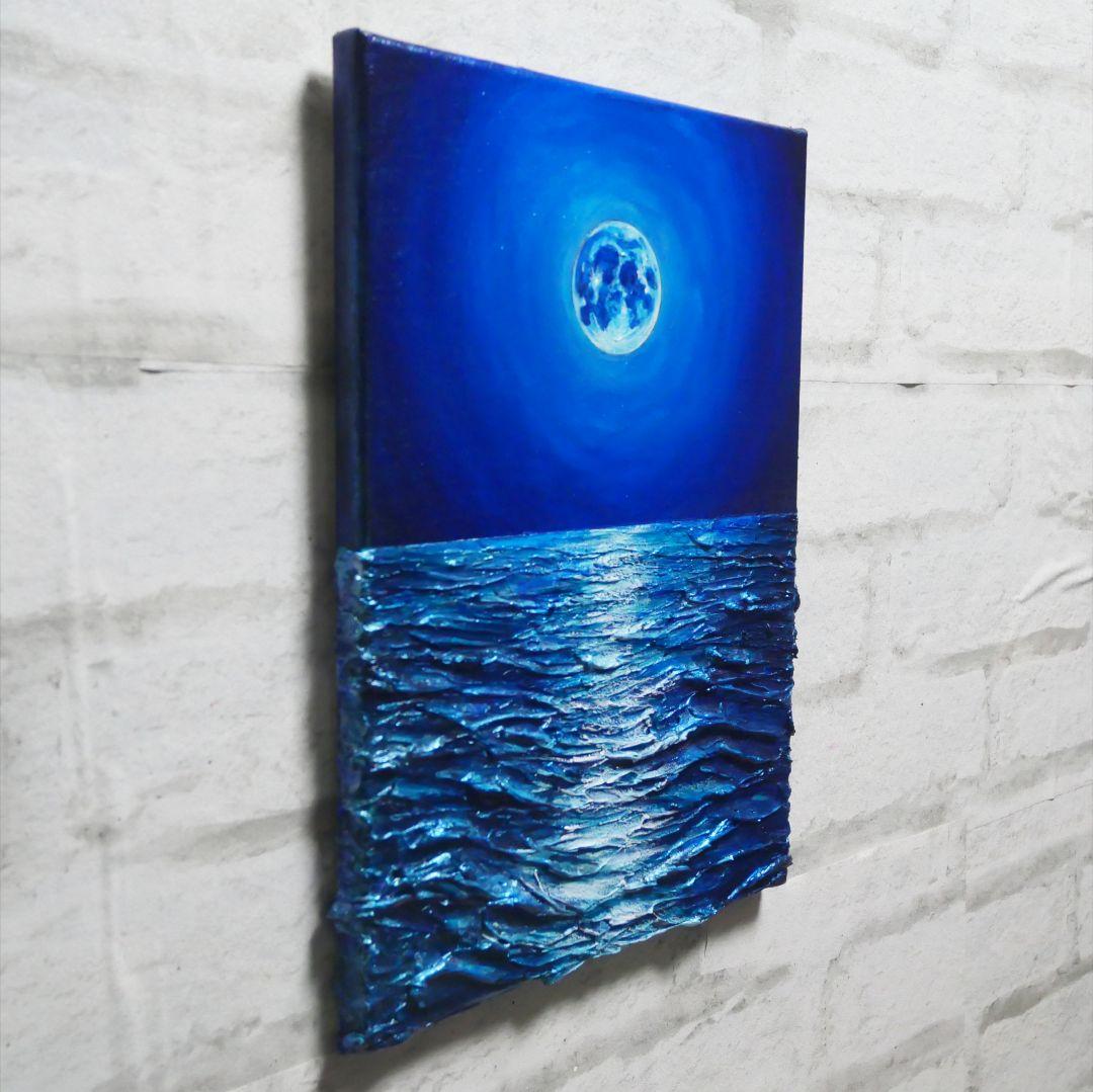 油絵 油彩 油彩画 絵 絵画 【青い月 】F4号