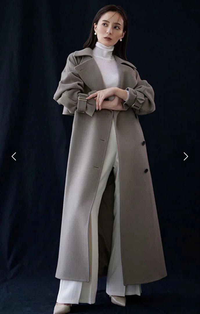 anuans 2023AW ウールトレンチコート カーキグレーS アニュアンス