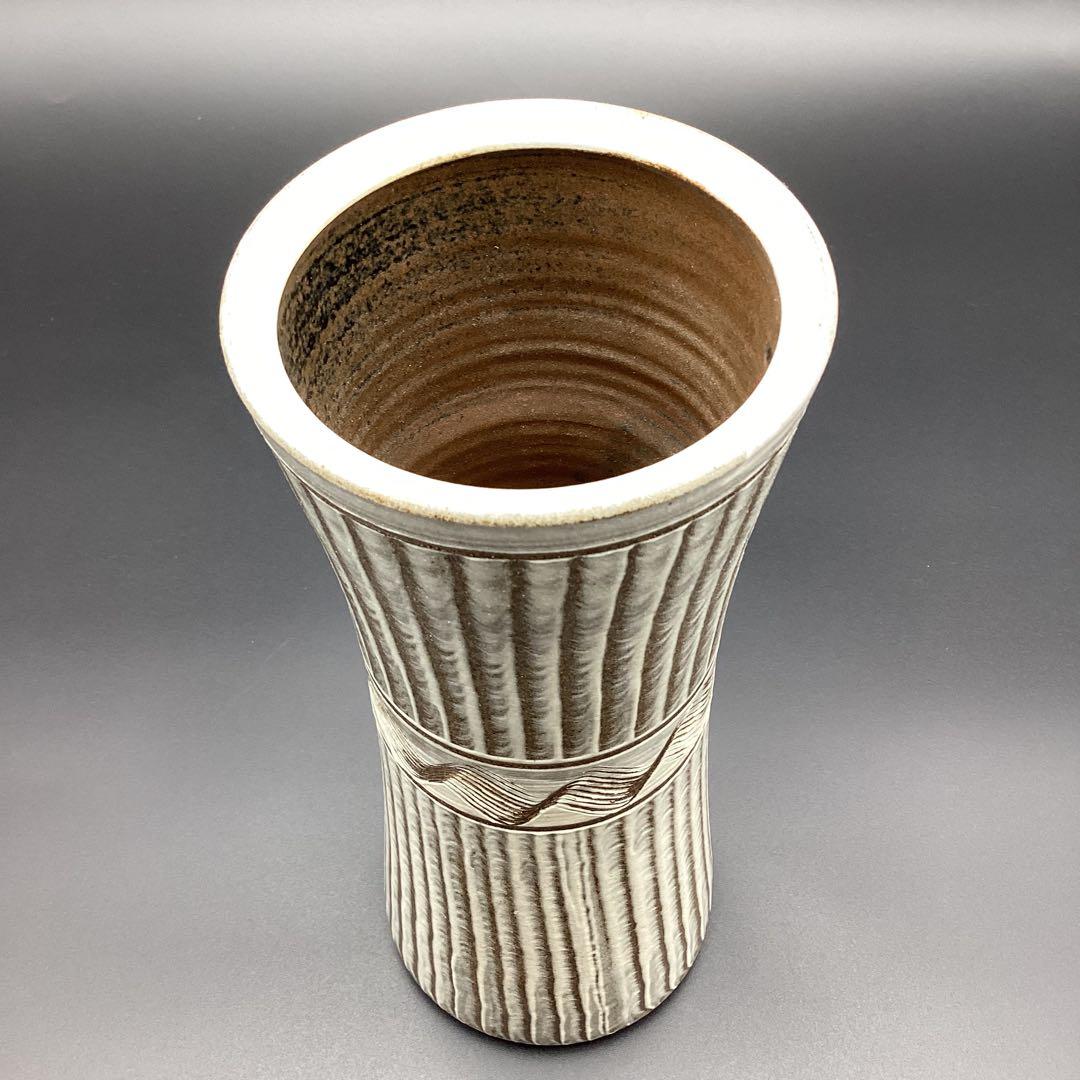 小石原焼 花入れ 杵型 刷毛目花入 箱無し 美術品・アンティーク