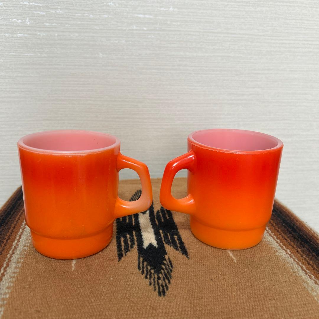 ファイヤーキングオレンジのグラデーションマグカップ2個セット ミッド