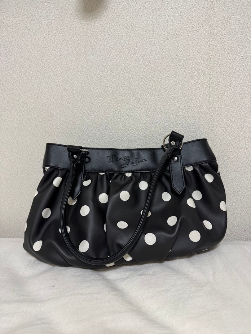 tinajojun ドット柄 ギャザー バッグ