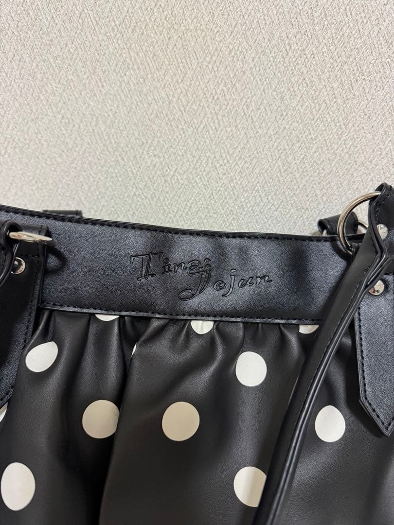 tinajojun ドット柄 ギャザー バッグ