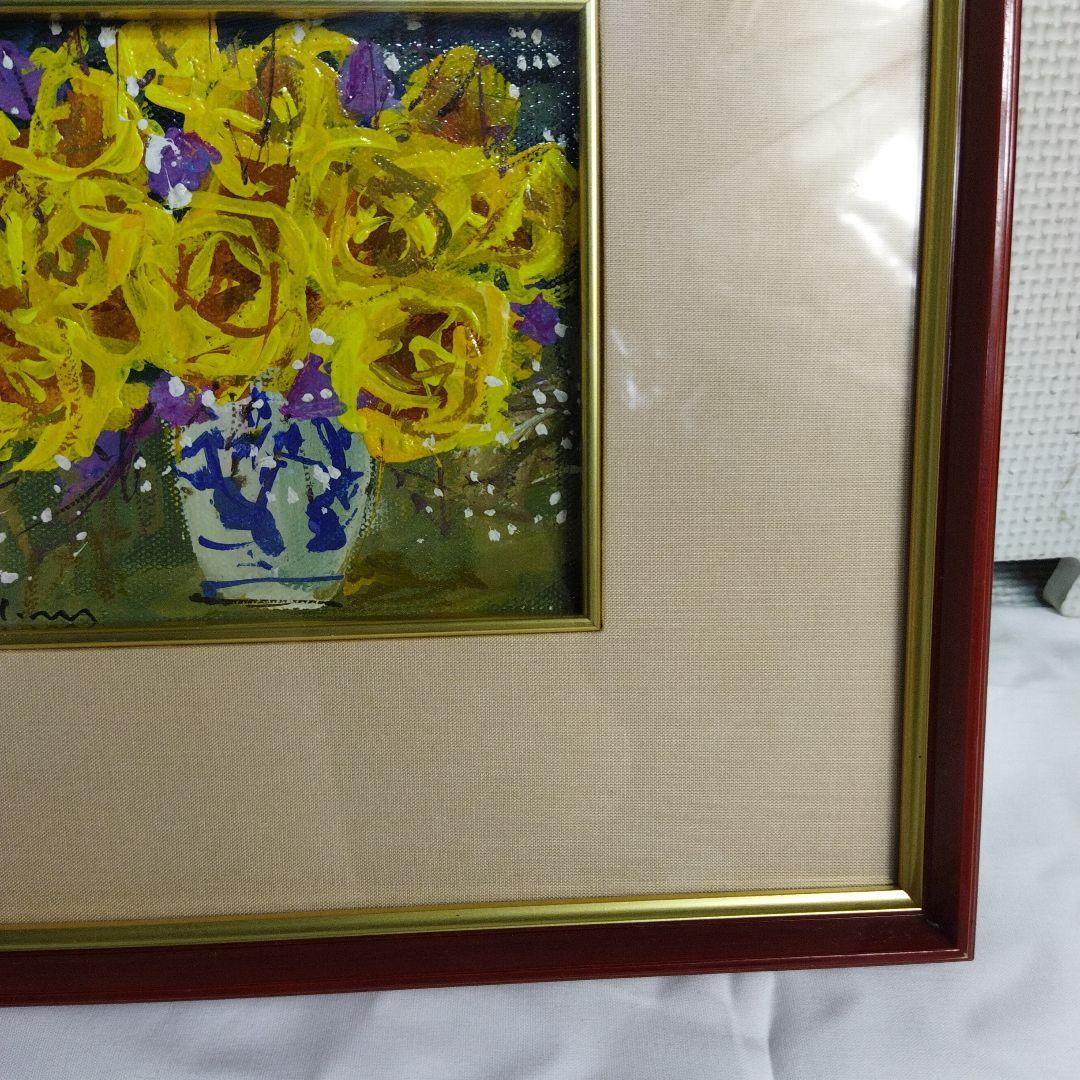 羽中田美季　古井万里にバラ　絵画 　フレーム付き