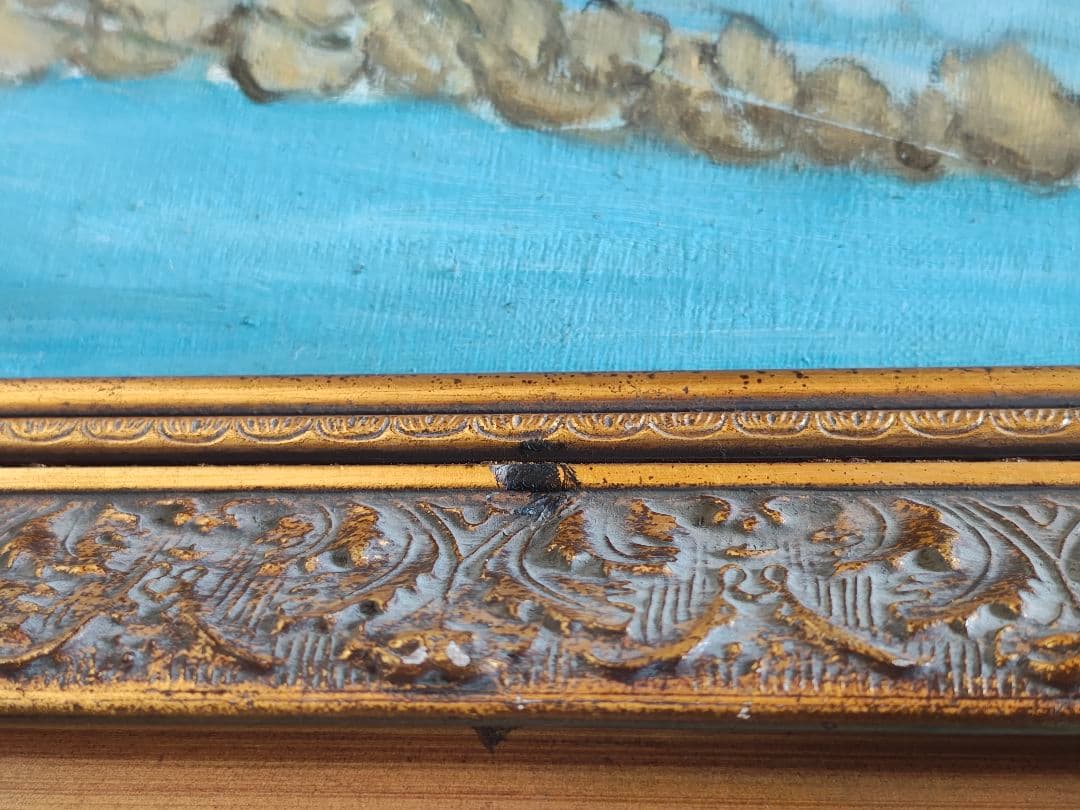 【送料込】F50号 大型 油彩仮額縁＆肉筆油彩画セット 南郷大橋 2006年制作