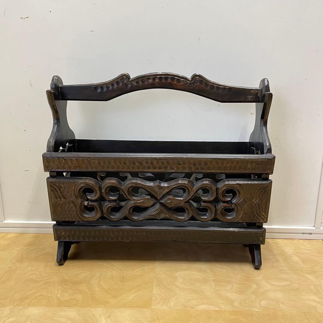 アイヌ 木彫り マガジンラック 木製 ビンテージ レトロ アンティーク