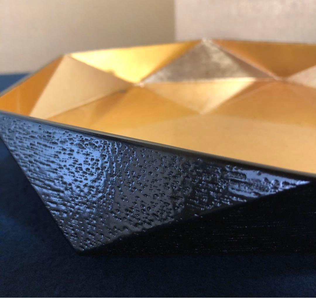 割引❗️《R》黒塗内金箔 亀甲盆 塗師 川瀬表完作 共箱 251003あ6