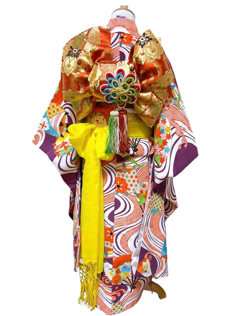 レトロ着物♡七五三　7歳　女の子　フルセット　一式　紫系