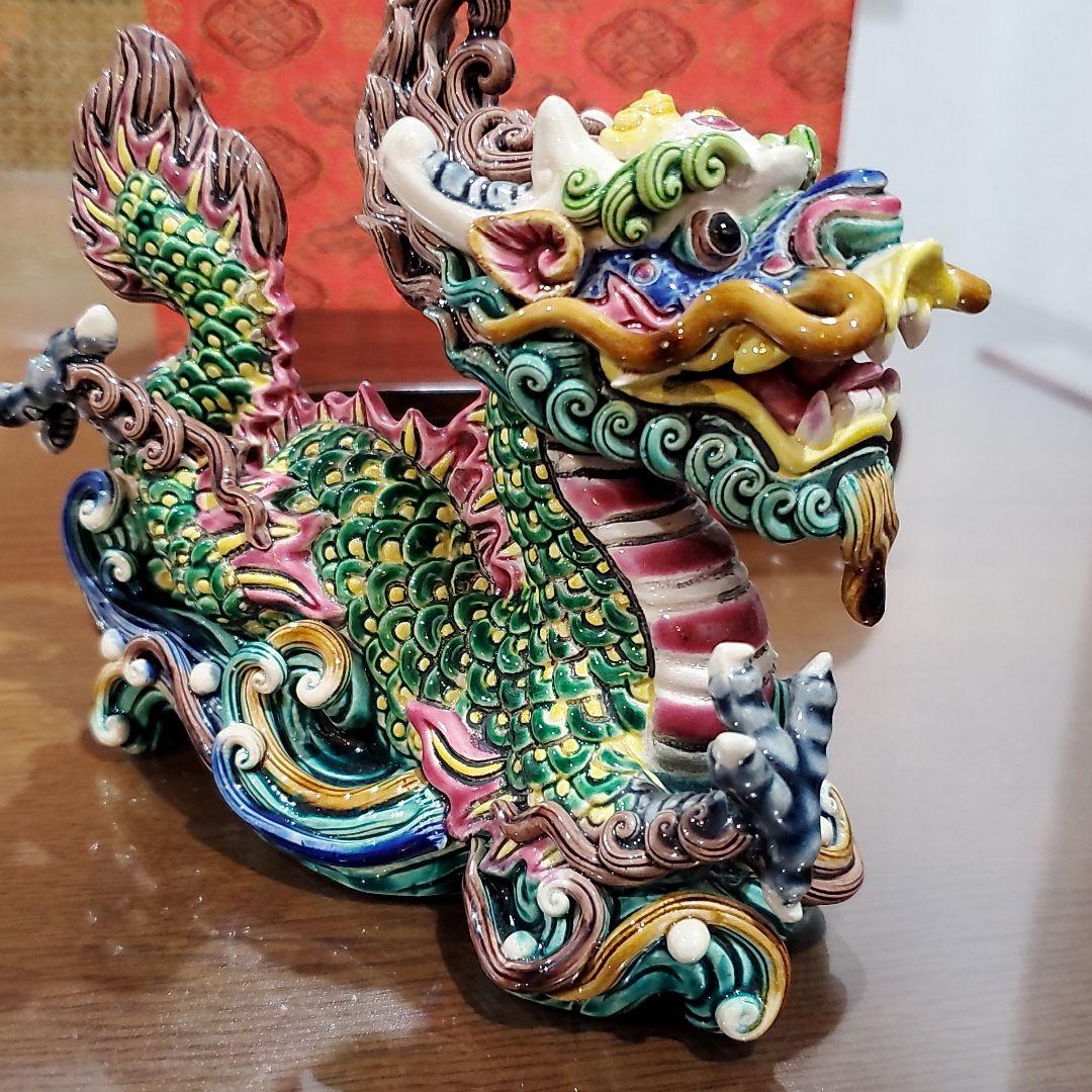 人気 【台湾 伝統工芸品 豪華】交趾焼 台湾 置物