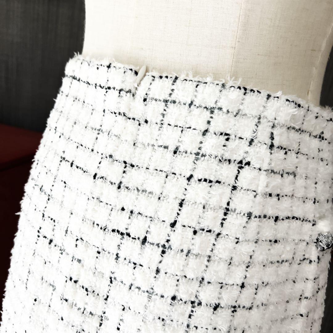 美品　CHANELシャネル　ツイード　2021 チェック　スパンコール　スカート