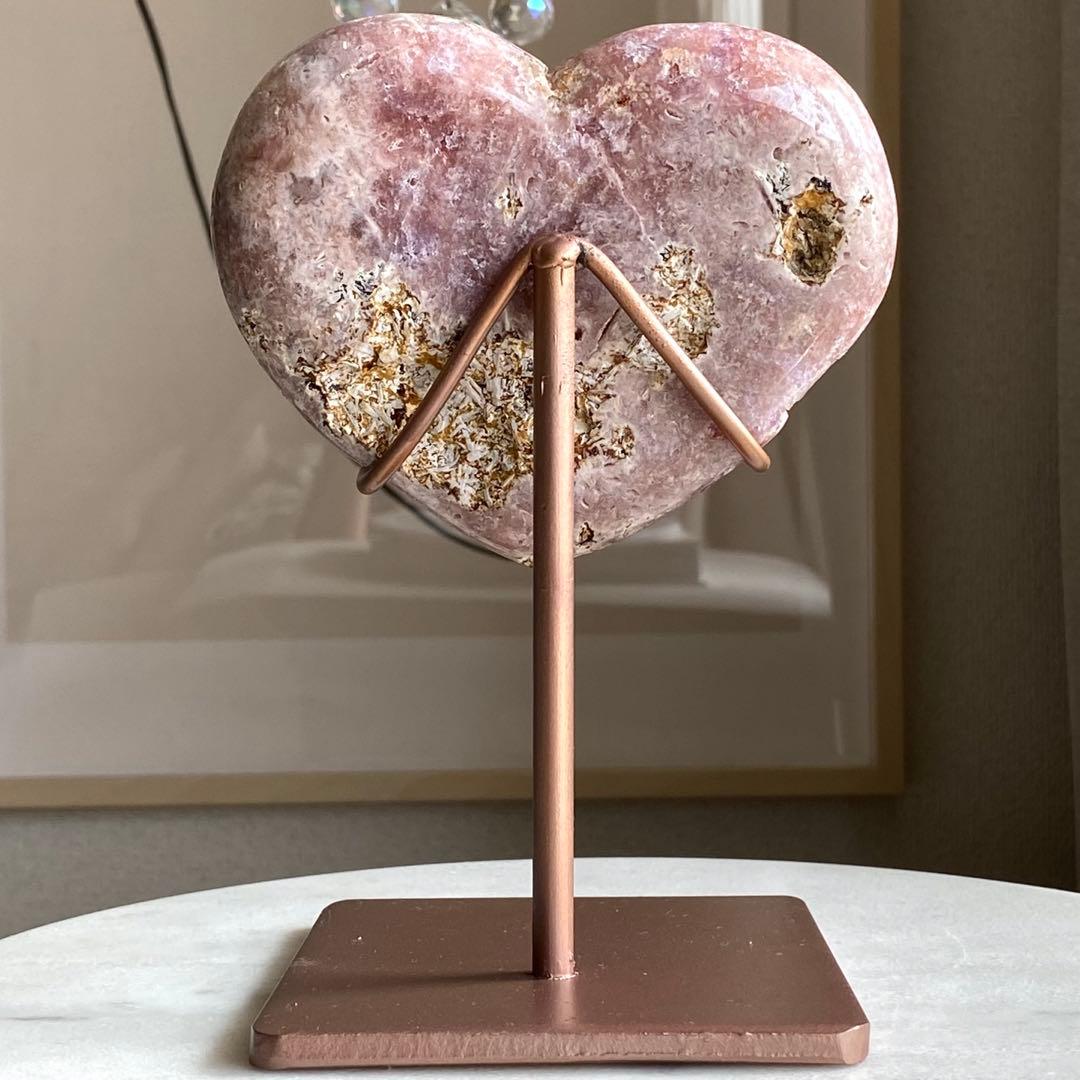 ☆破格大特価【 ピンクアメジスト ドゥルージー ハート 原石 台座付き