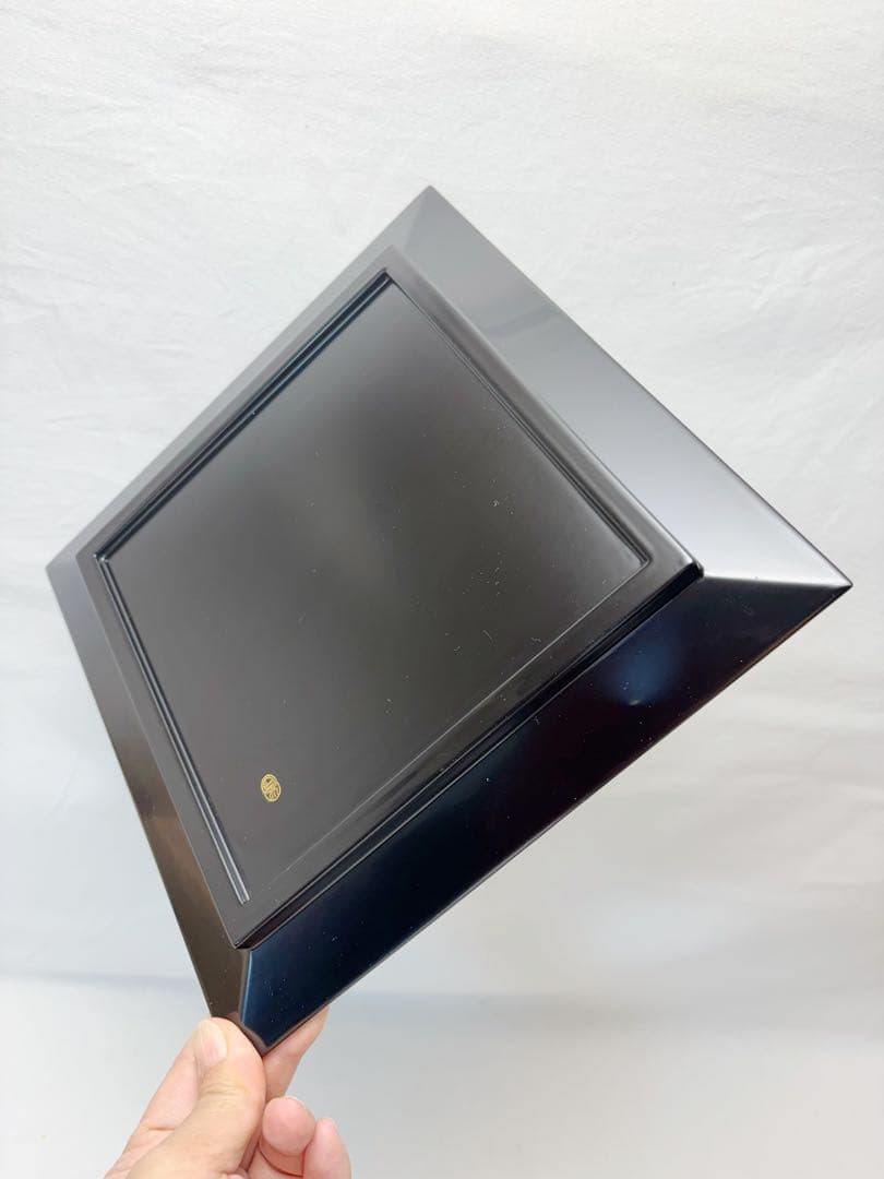 未使用 茶道具 平安象彦作 木製黒真塗 鵬雲斎好 茜青海盆 四方盆 共箱