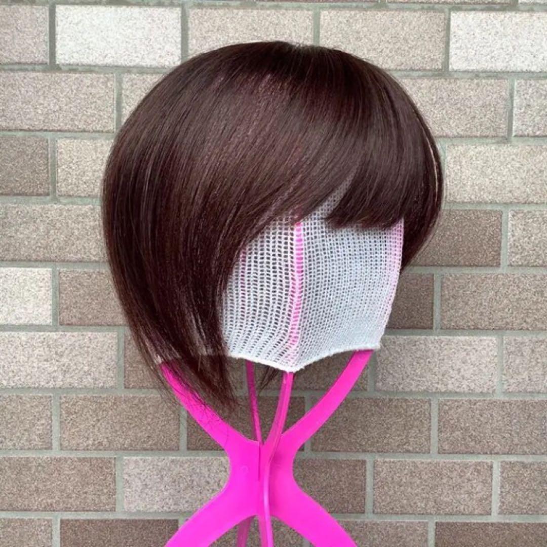 人毛100%￼総手植 医療用部分ウィッグ￼ヘアピース ダークブラウン ブラック￼