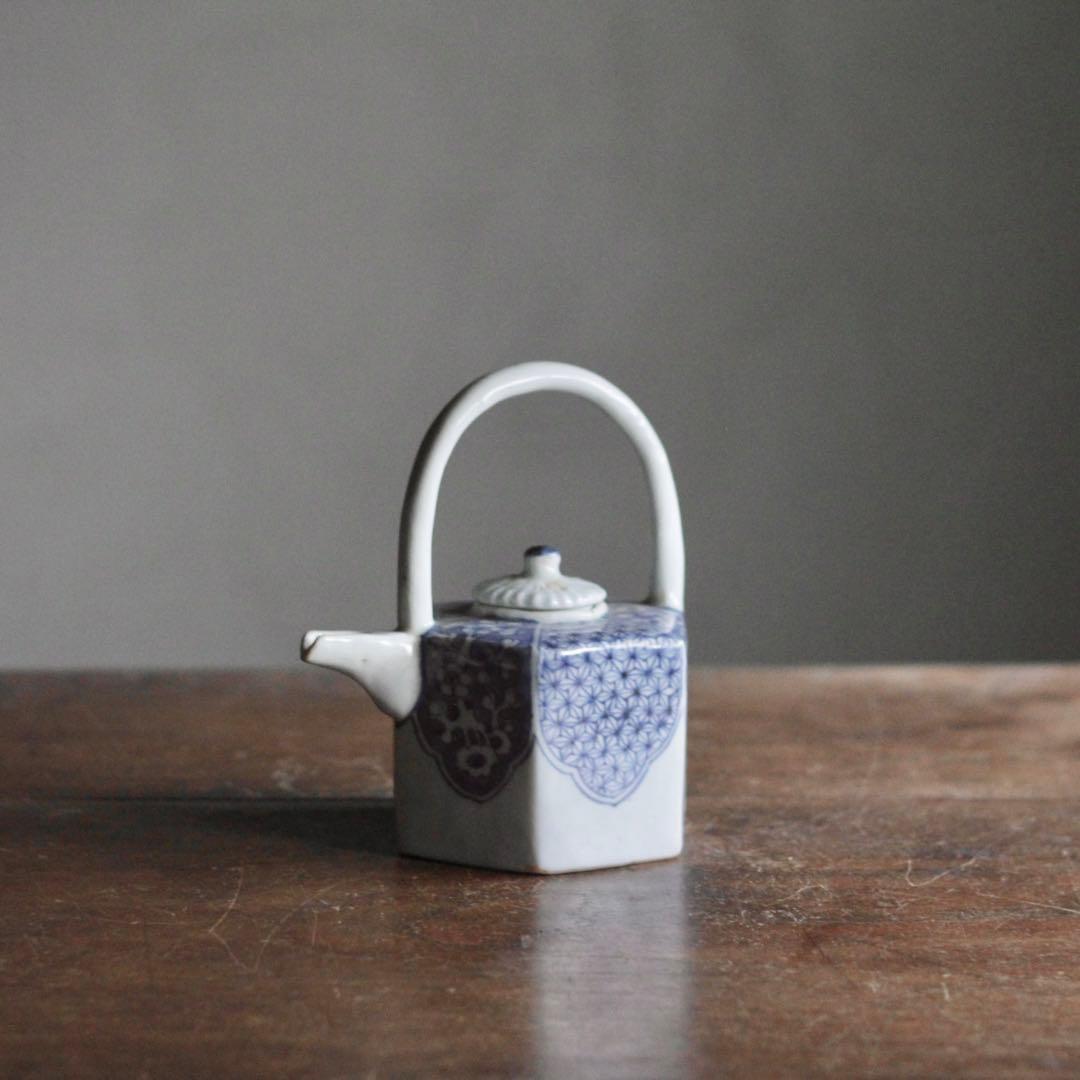 平戸焼 染付 面取 六角 水注 酒次 古美術 古道具 アンティーク 酒器 平戸焼 染付 面取 六角 水注 酒次 古美術 古道具 アンティーク 酒