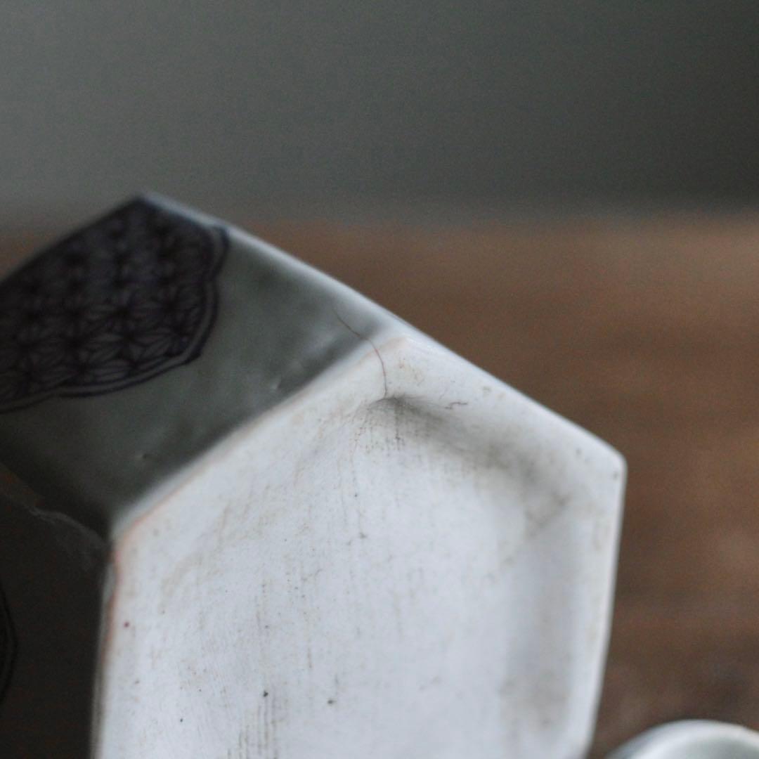 平戸焼 染付 面取 六角 水注 酒次 古美術 古道具 アンティーク 酒