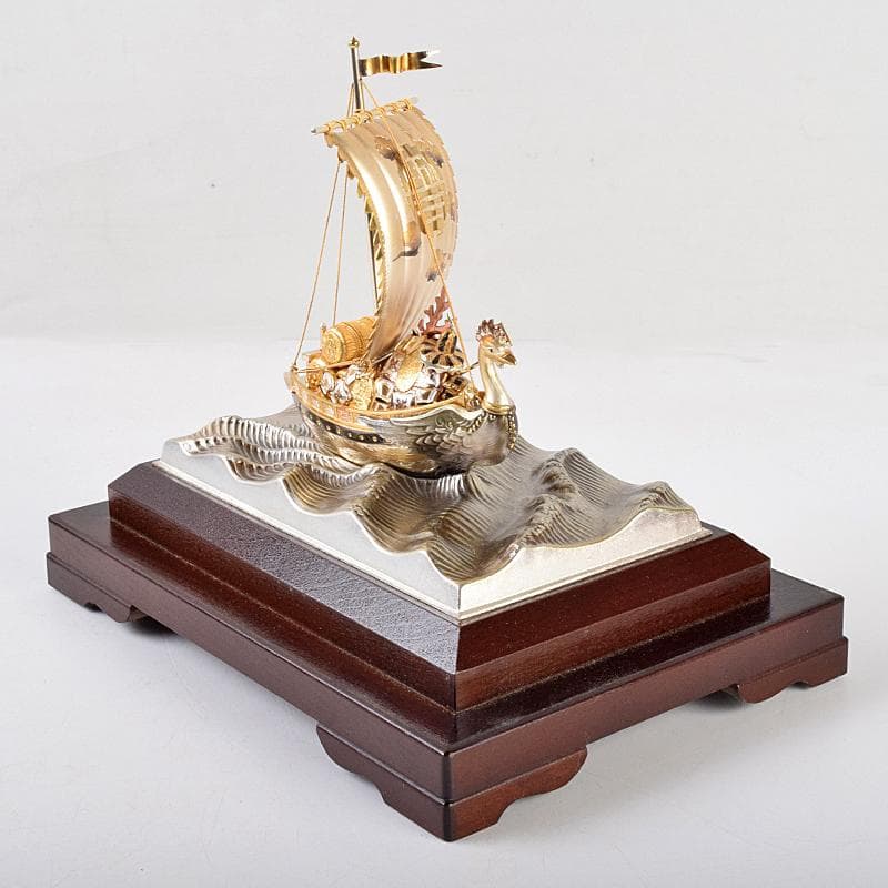 関武比古造　銀製　SILVER985刻印　宝船　約96g　Y　R9116B