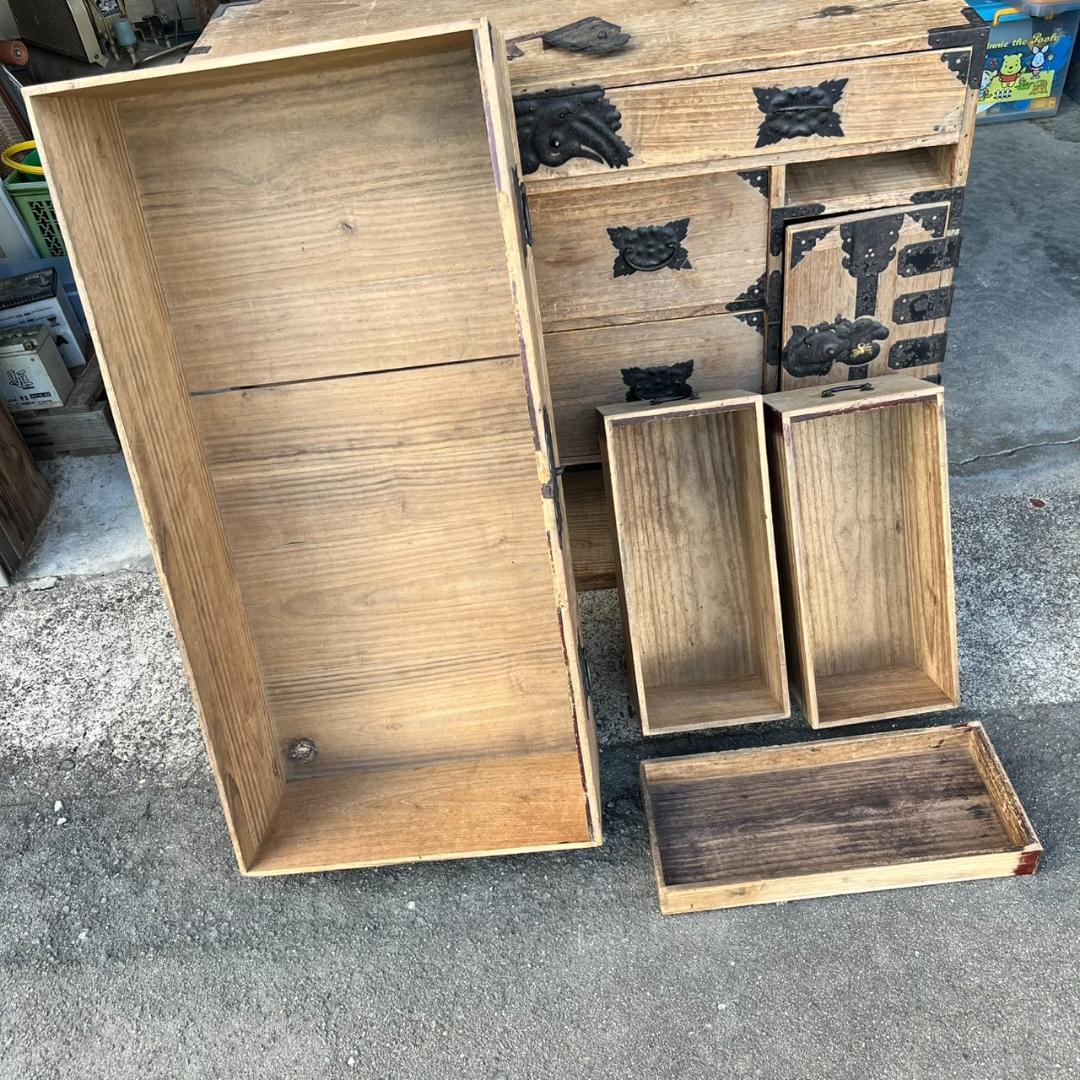 旧家より】 桐箪笥 年代物 使用感・痛み・金具破損あり 【たのメル便