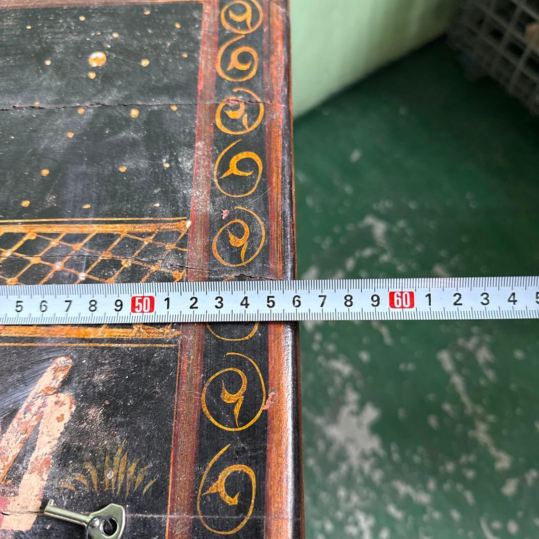 ☆インド 手描き装飾の木製タンス キャビネット 家具 アンティーク 格安