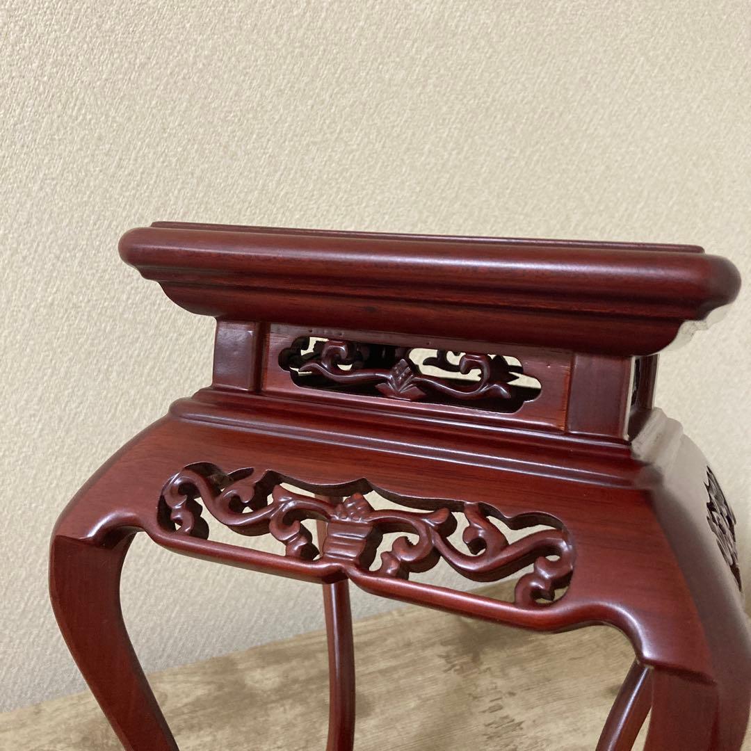 高級唐木花台 透かし彫り 紫檀 盆栽花台 懸崖花台 加藤工芸ランプ 計2