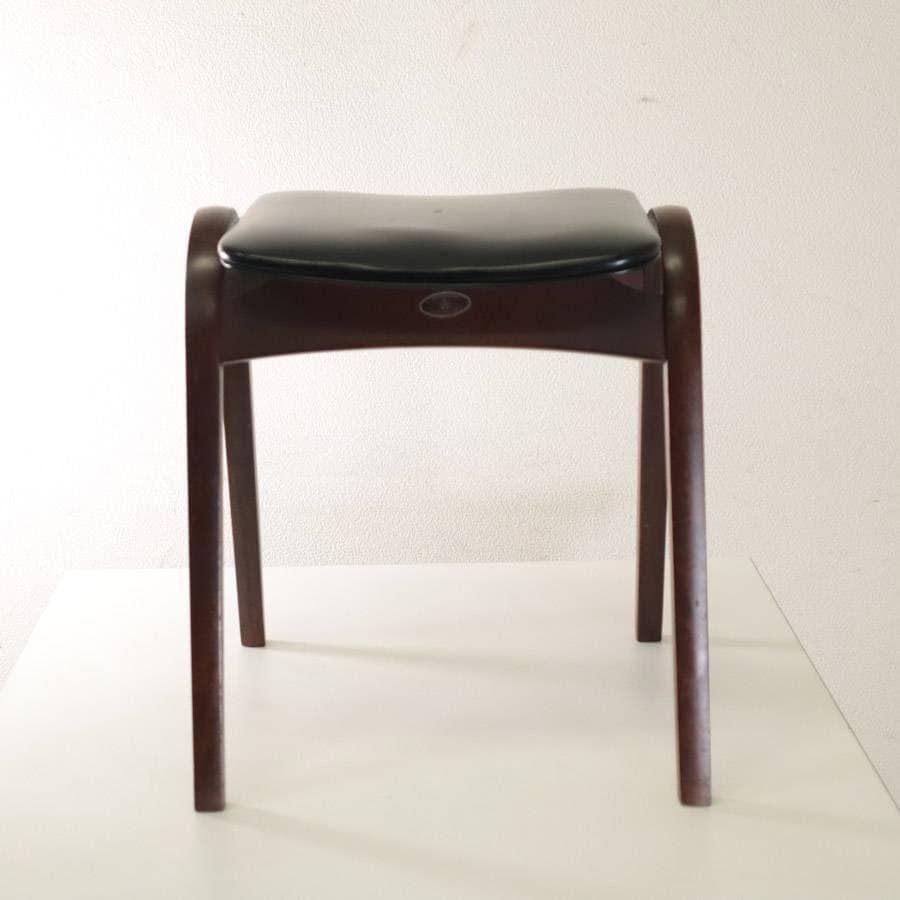 秋田木工 IDC大塚 No.202 剣持勇 スタッキングスツール 黒 PVC⑤