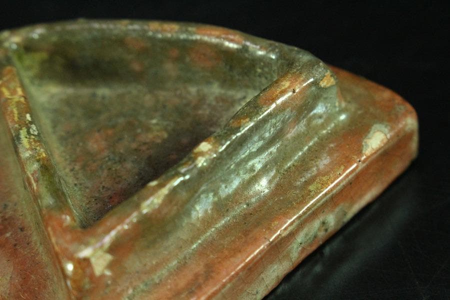 茶道具 赤楽 扇面 香合 在印(K-YC376)