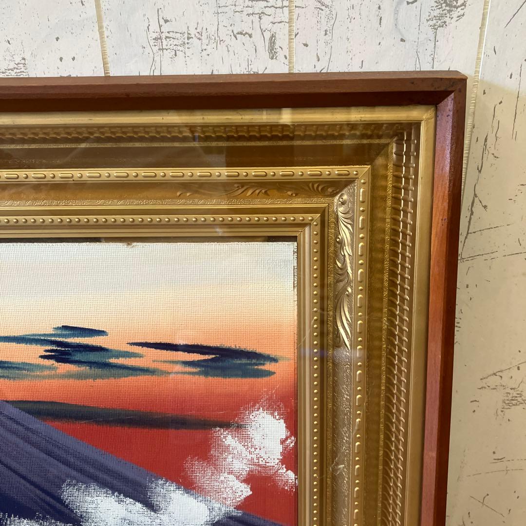 昭和レトロ 赤富士 富士山 夕焼け 景色 風景 古民家 古民具 日本画 絵画