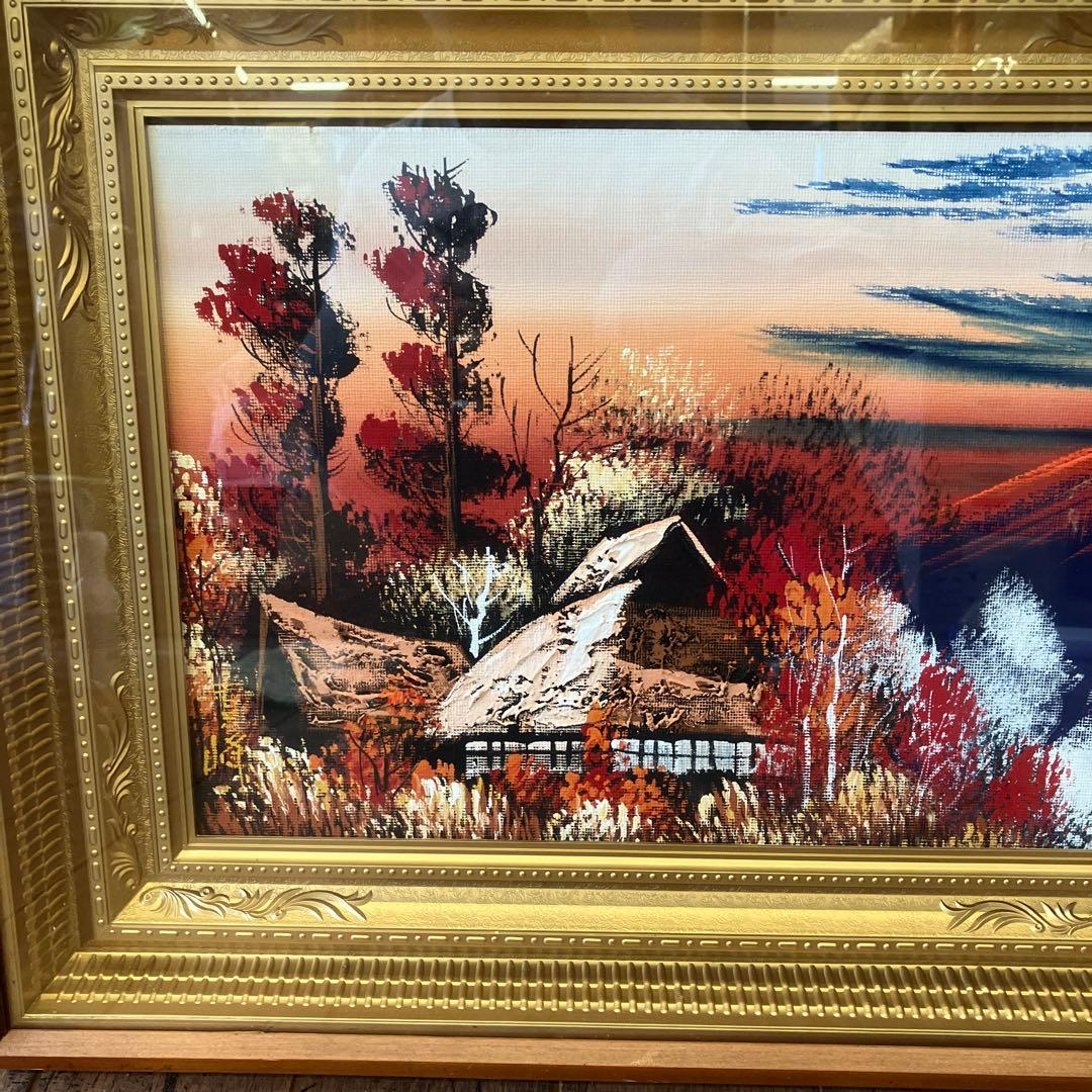 昭和レトロ 赤富士 富士山 夕焼け 景色 風景 古民家 古民具 日本画 絵画