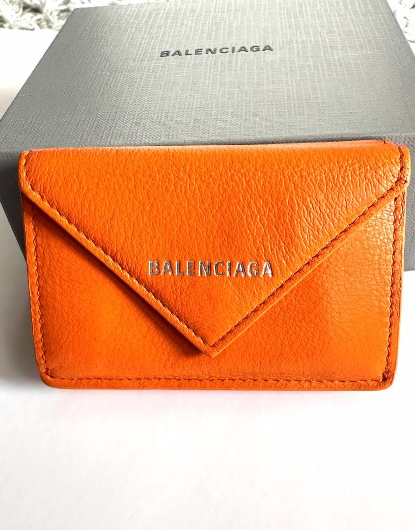 美品 バレンシアガ ペーパー コンパクト ミニ 財布 定価62700円 男女