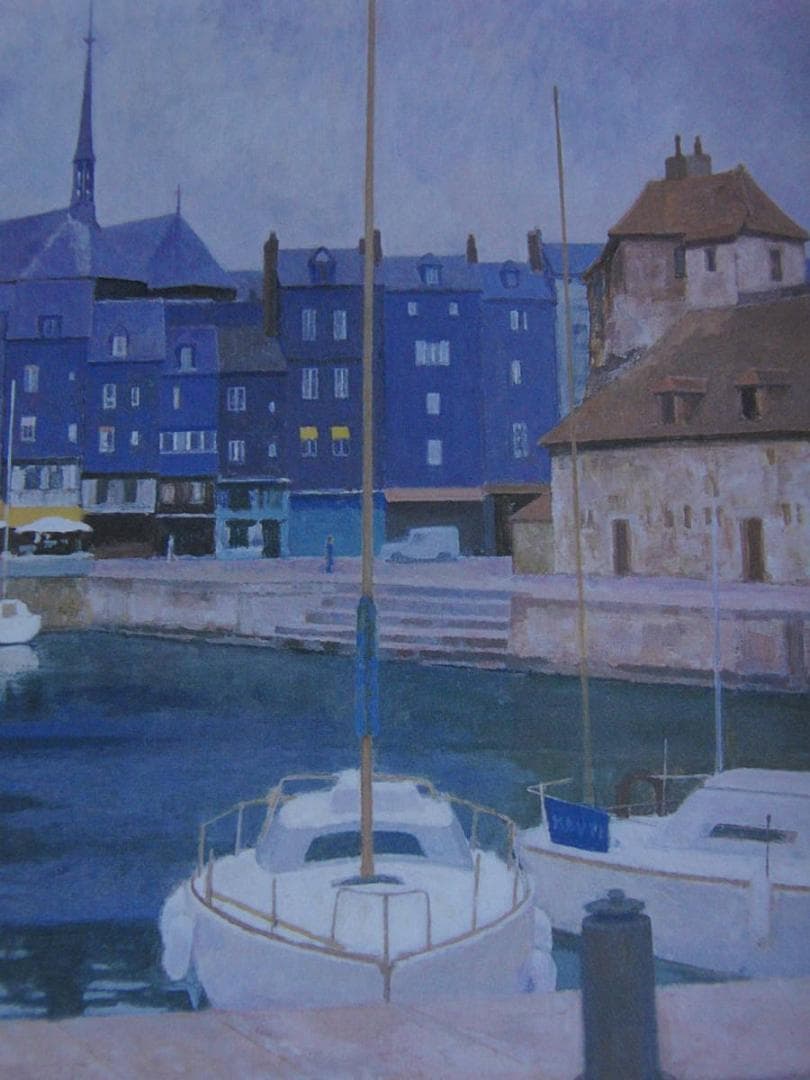 大附晋、【ノルマンディーの港町】、希少な額装用画集より