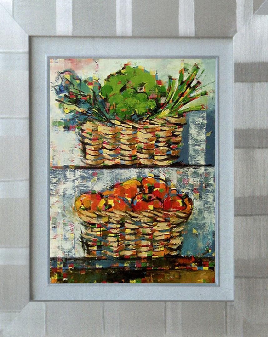 油絵 菅家令子 絵 絵画 インテリア uF6-060903　静物 野菜