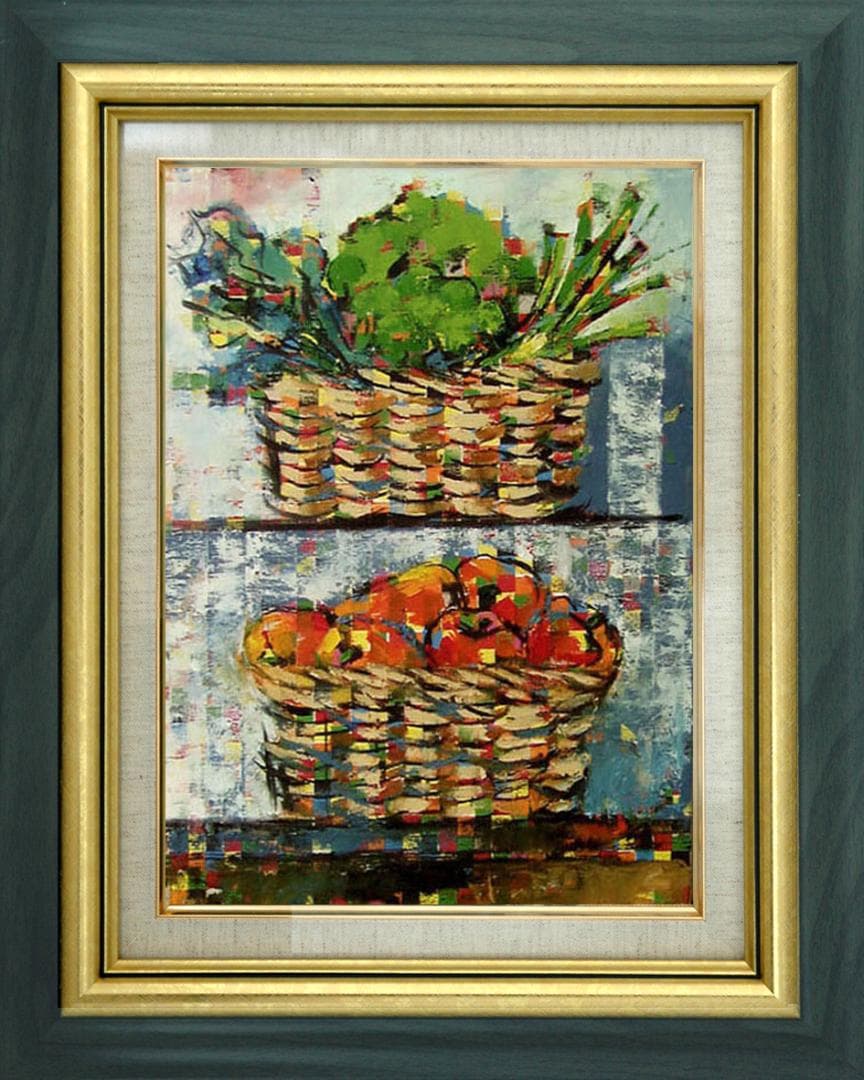 油絵 菅家令子 絵 絵画 インテリア uF6-060903　静物 野菜