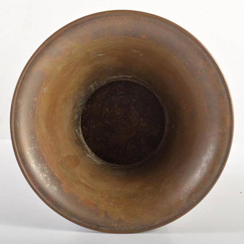 人間国宝　長野垤志作　青銅　象足花生　花瓶　共箱　U　R7307