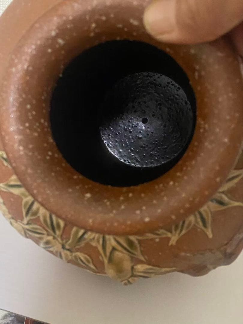 信楽燒 西尾紫行作竹雀在銘 大壺古美術/時代物 希少