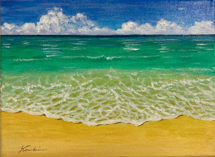 油絵 絵画 【砂浜の海】