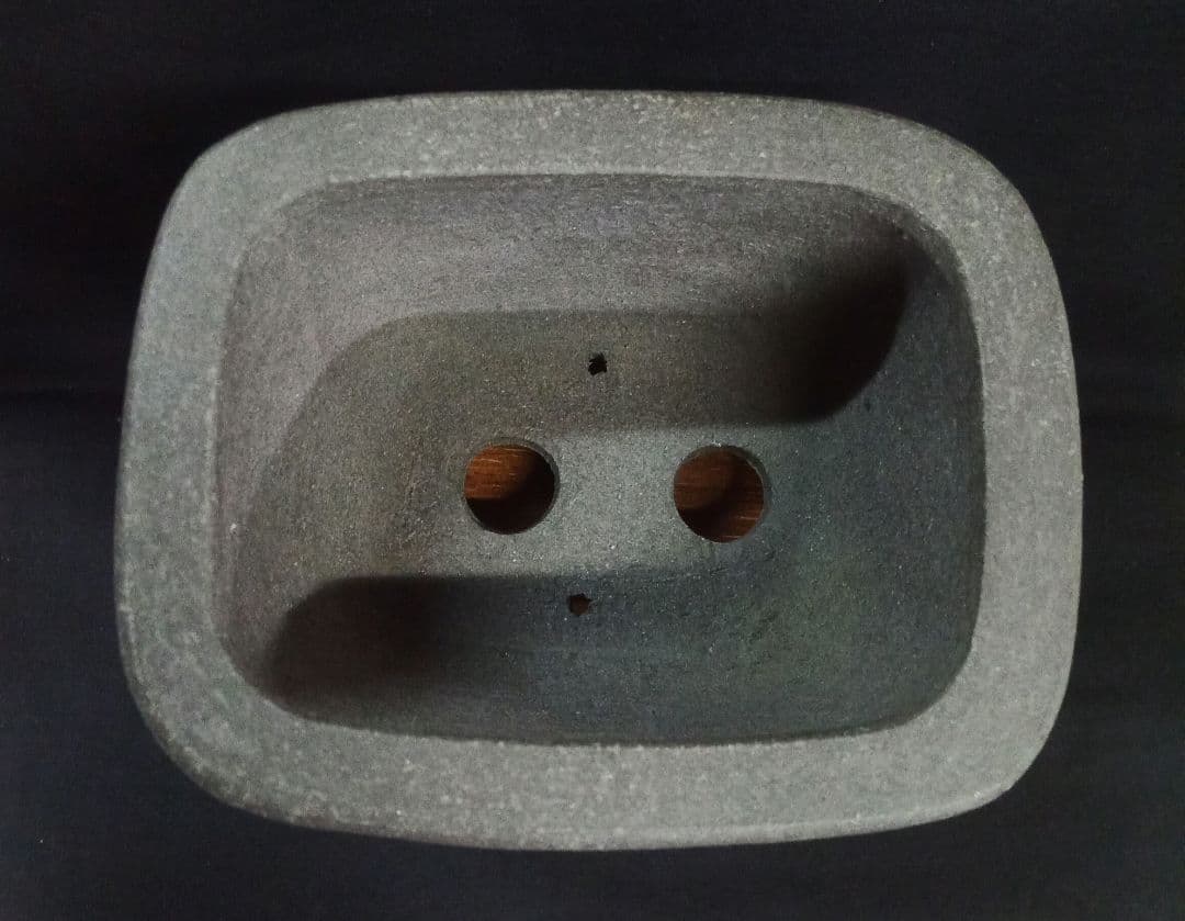 025.【 陶翠窯】 エン付長角足付3号盆栽鉢/植木鉢